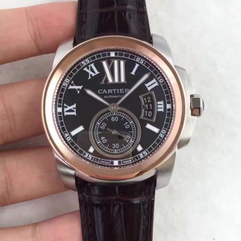 De Cartier W7100039 42MM Acier inoxydable & Or rose Cadran noir