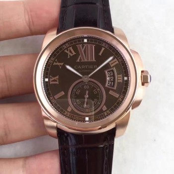 De Cartier W7100040 42MM Or rose Cadran Chocolat