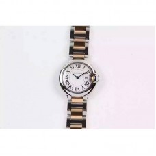 Cartier Ballon Bleu 28MM Dames Or rose & Acier inoxydable Cadran blanc Quartz 