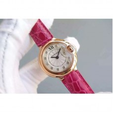 Cartier Ballon Bleu 28MM Dames Or rose Cadran blanc Ronda Quartz 