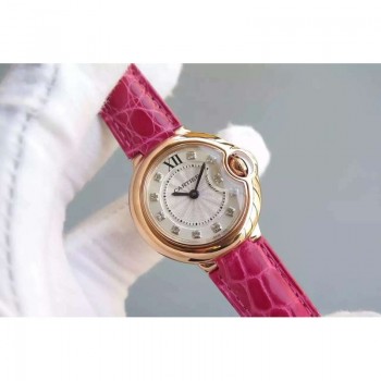 Cartier Ballon Bleu 28MM Dames Or rose Cadran blanc Ronda Quartz 