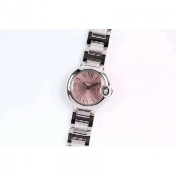 Cartier Ballon Bleu 28MM Dames Acier inoxydable Cadran rose Quartz 