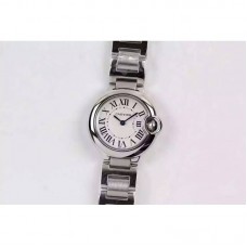 Cartier Ballon Bleu 28MM Dames Acier inoxydable Cadran argenté Quartz 