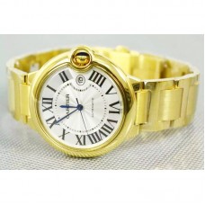 Cartier Ballon Bleu 42MM 24K Or jaune Plated Cadran blanc