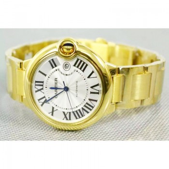 Cartier Ballon Bleu 42MM 24K Or jaune Plated Cadran blanc