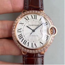 Cartier Ballon Bleu 42MM W6900651 Or rose & Diamants Cadran blanc