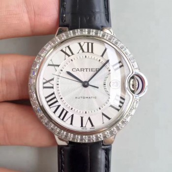 Cartier Ballon Bleu 42MM WE900951 Acier inoxydable & Diamants Cadran blanc