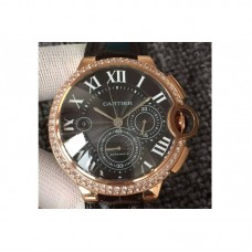 Cartier Ballon Bleu Chronograph Or rose & Diamants Cadran noir