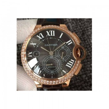 Cartier Ballon Bleu Chronograph Or rose & Diamants Cadran noir