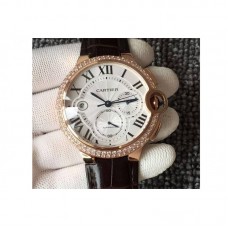 Cartier Ballon Bleu Chronograph Or rose & Diamants Cadran blanc