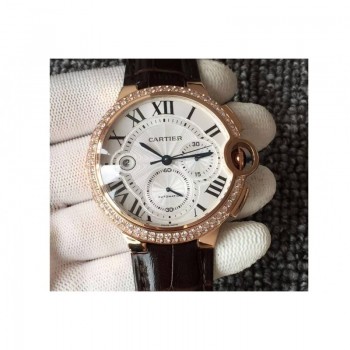 Cartier Ballon Bleu Chronograph Or rose & Diamants Cadran blanc