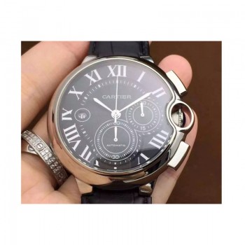 Cartier Ballon Bleu Chronograph Acier inoxydable Cadran noir