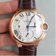 Cartier Ballon Bleu Chronograph W6920074 Or rose Cadran argenté