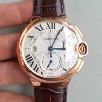 Cartier Ballon Bleu Chronograph W6920074 Or rose Cadran argenté