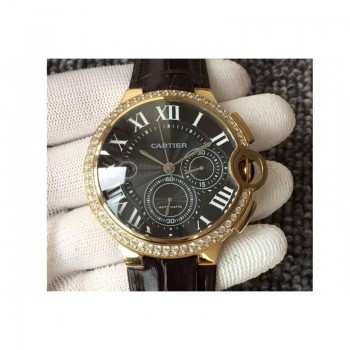 Cartier Ballon Bleu Chronograph Or jaune & Diamants Cadran noir