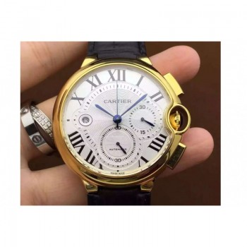 Cartier Ballon Bleu Chronograph Or jaune Cadran blanc