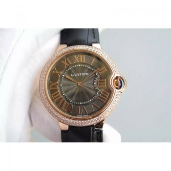 Cartier Ballon Bleu Or rose & Diamants Cadran brun