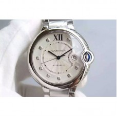 Cartier Ballon Bleu Acier inoxydable Cadran blanc Acier inoxydable Bracelet