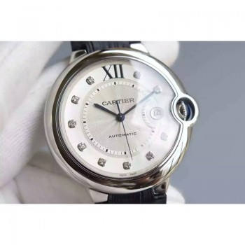 Cartier Ballon Bleu Acier inoxydable Cadran blanc diamant