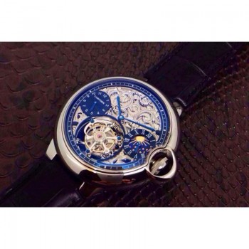 Cartier Ballon Bleu Tourbillon Moonphase Acier inoxydable Skeleton Tourbillon 