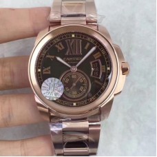 Calibre de Cartier W7100018 42MM Or rose Cadran brun