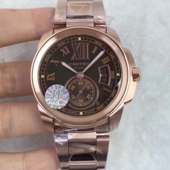 Calibre de Cartier W7100018 42MM Or rose Cadran brun