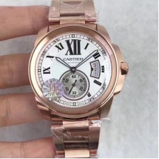 Calibre de Cartier W7100018 42MM Or rose Cadran blanc