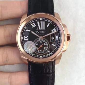 Calibre de Cartier W7100039 42MM Or rose Cadran noir