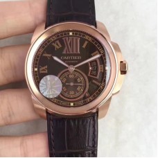 Calibre de Cartier W7100039 42MM Or rose Cadran brun