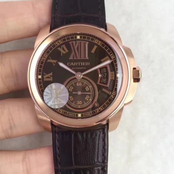 Calibre de Cartier W7100039 42MM Or rose Cadran brun