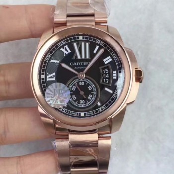 Calibre de Cartier W7100040 42MM Or rose Cadran noir