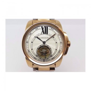 Calibre de Cartier Tourbillon Or rose Cadran blanc Tourbillon 