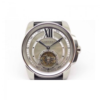 Calibre de Cartier Tourbillon Acier inoxydable Cadran gris Tourbillon 