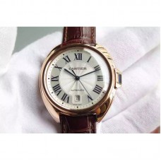 Cartier Cle 40 MM Or rose Cadran blanc