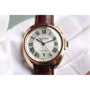 Cartier Cle 40 MM Or rose Cadran blanc