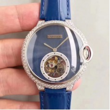 Cartier Dames Ballon Bleu Flying Tourbillon Acier inoxydable & Diamants Cadran bleu