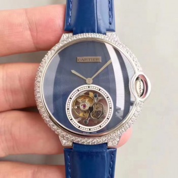 Cartier Dames Ballon Bleu Flying Tourbillon Acier inoxydable & Diamants Cadran bleu