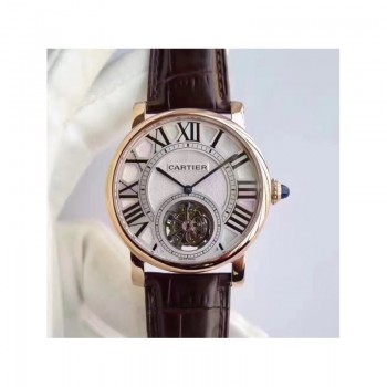 Cartier Rotonde Flying Tourbillon W1556215 Or rose Cadran argenté