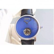 Cartier Rotonde Tourbillon Acier inoxydable & Diamants Cadran bleu Tourbillon 