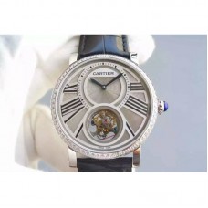 Cartier Rotonde Tourbillon Acier inoxydable & Diamants Cadran blanc Tourbillon 