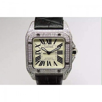 Cartier Santos 100 39MM Acier inoxydable & Diamants