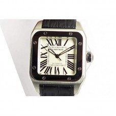 Cartier Santos 100 MidTaille Acier inoxydable Cadran blanc