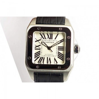 Cartier Santos 100 MidTaille Acier inoxydable Cadran blanc