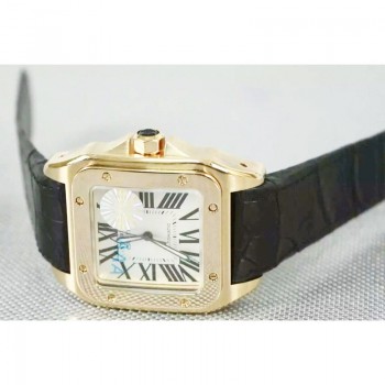 Cartier Santos 100 Or rose Cadran blanc