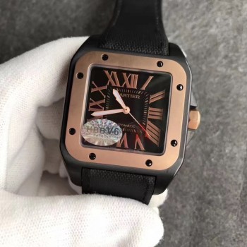 Cartier Santos 100 XL WSSA0006 PVD & Or rose Cadran noir