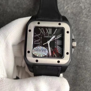 Cartier Santos 100 XL WSSA0006 PVD & Acier inoxydable Cadran noir