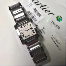 Cartier Tank Francaise Dames WSTA0005 25MM x 30.40MM Acier inoxydable Cadran blanc Quartz 