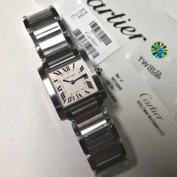 Cartier Tank Francaise Dames WSTA0005 25MM x 30.40MM Acier inoxydable Cadran blanc Quartz 