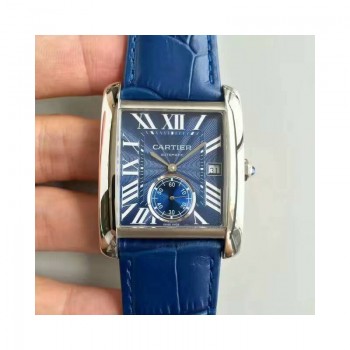 Cartier Tank WSTA0010 Acier inoxydable Cadran bleu