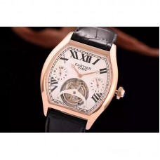 Cartier Tortue Tourbillon Or rose Cadran blanc Tourbillon 